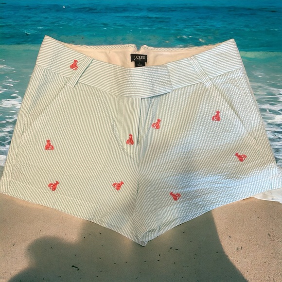 J. Crew Seersucker Short with 🦞 lobseter embroidered details. 🦞Size 6 🦞 - Picture 1 of 4
